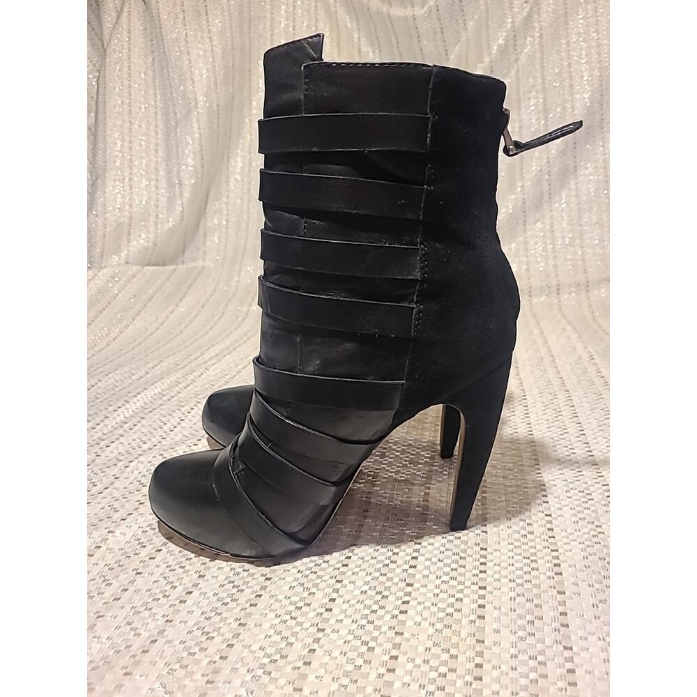 Sam Edelman Kourtney Black Leather Ankle Boots W Stiletto Heel Sz 7.5